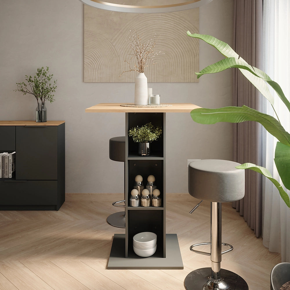 Vicco tavolo bar con sgabelli Antracite 75 x 75 cm con 2 sgabelli da bar