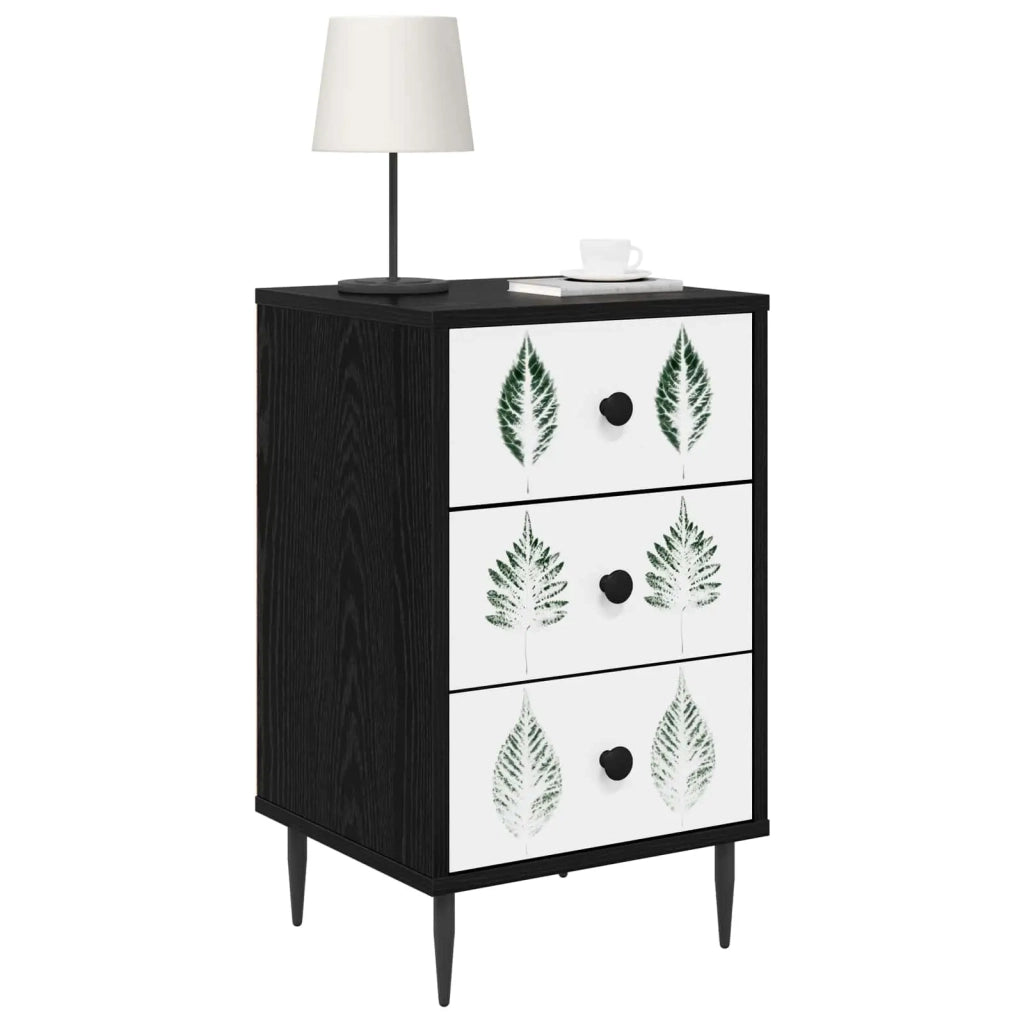 Armadio da Notte HANAU 2 pz Rovere Nero 36 x 33 x 61 cm 8007342