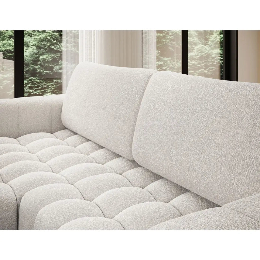Divano angolare convertibile DORY grigio chiaro 250 cm con contenitore angolo destro
