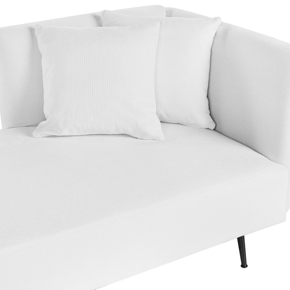 Chaise Lounge Bianco Destra in tessuto poliestere con cuscini decorativi Gambe in metallo Soggiorno di design moderno