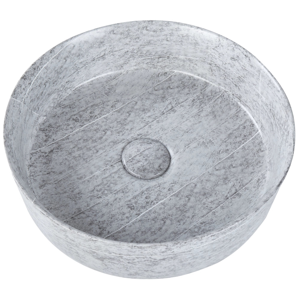 Lavandino da appoggio Grigio Ceramica 37 cm Opaco Lavandino da bagno rotondo effetto granito