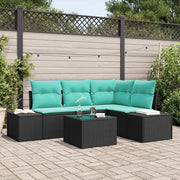 Set Divano da Giardino 5 pz Nero polyrattan 3347056