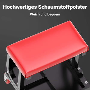 Sgabello per officina con ruote; sgabello di montaggio, carrello meccanico con ripiano porta-attrezzi