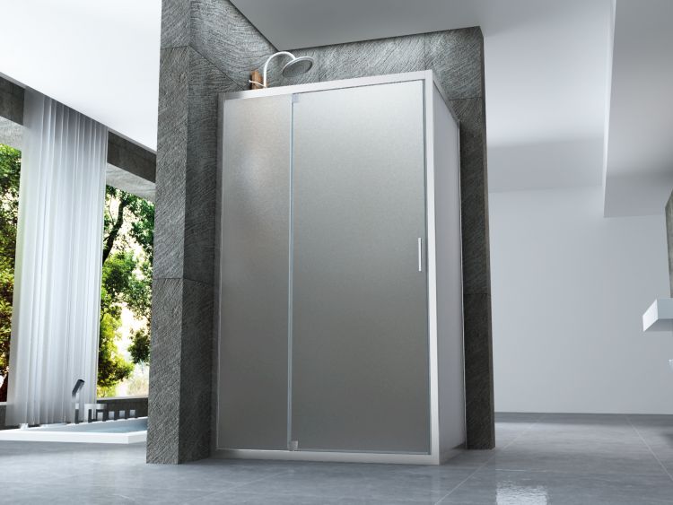 Box doccia Cristallo 6 mm 2 lati - Fisso piu' porta semi battente Opaco - Misura: 70 x 110 x H190 cm