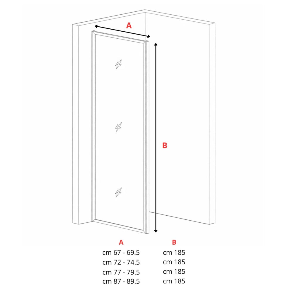Lato fisso per box doccia corner bianco cristallo temprato trasparente e serigrafato *** misure 77-79.5xh185 cm serig...