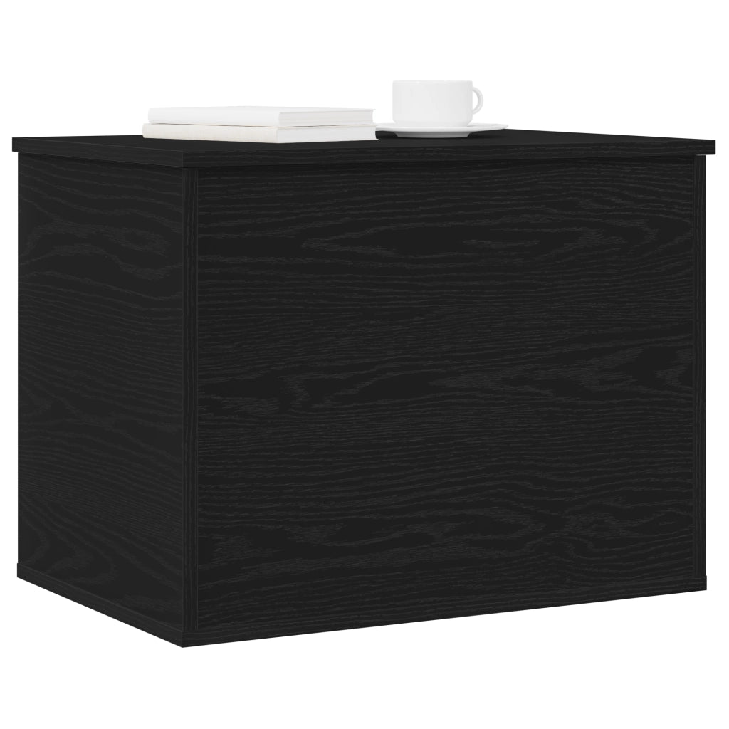 Scatola di Stoccaggio  con Coperchio Nero Rovere 60x42x46 cm Legno Ingegnerizzato