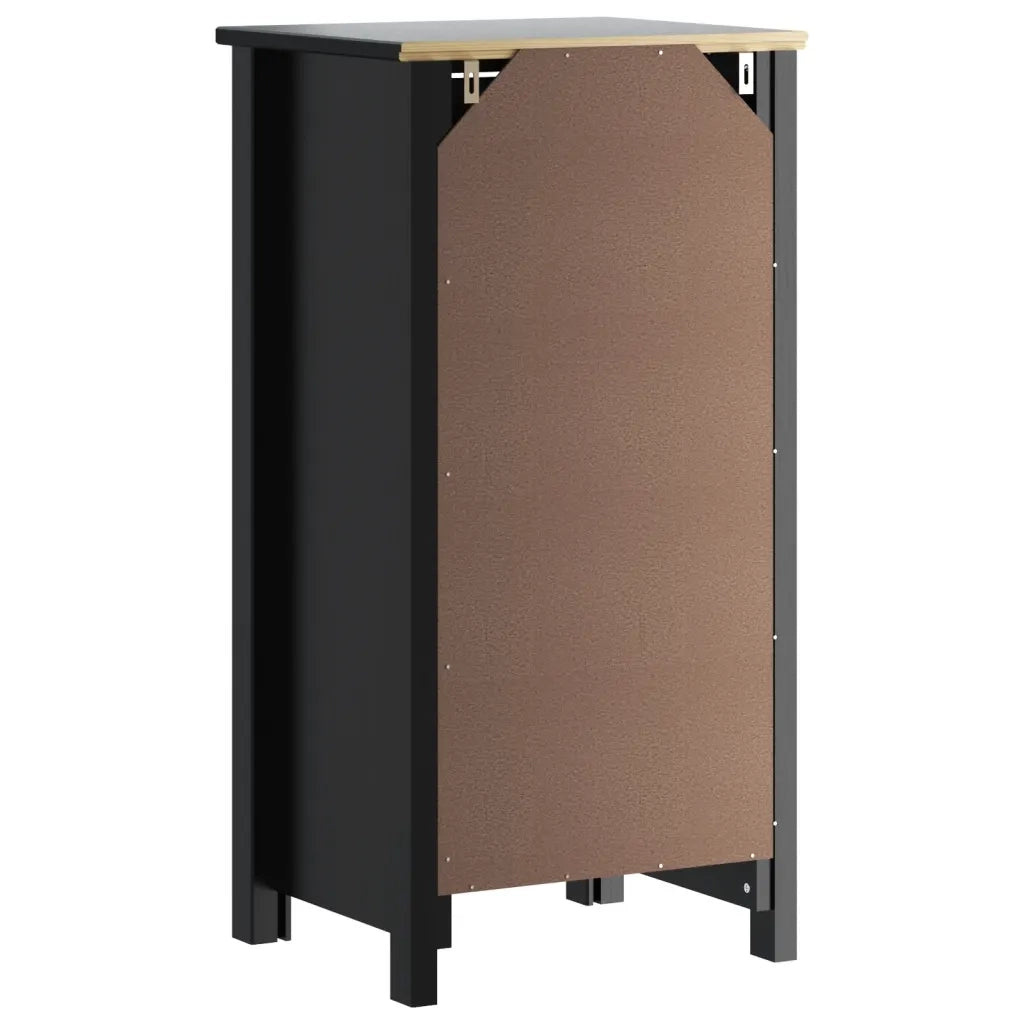 Mobile da Bagno BERG Nero 40x34x80 cm in Legno Massello di Pino 358541
