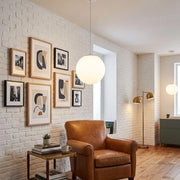 Lampadario Moderno a Sospensione Sfera Ø30 cm Bianco E27 Design Minimal per Cucina Soggiorno Sala da Pranzo