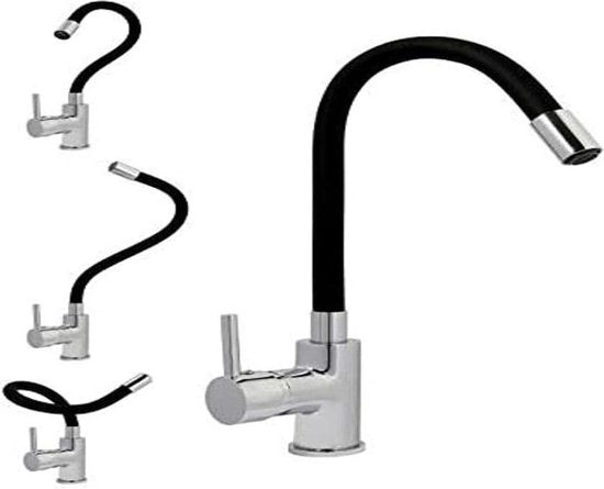 Mangiatore di acqua con schiuma - rubinetto da cucina in ottone - rubinetto a cardano - aspiratore invisibile - chiave rapida - manuale - altezza 395 mm - altezza di installazione 180 mm - nero.