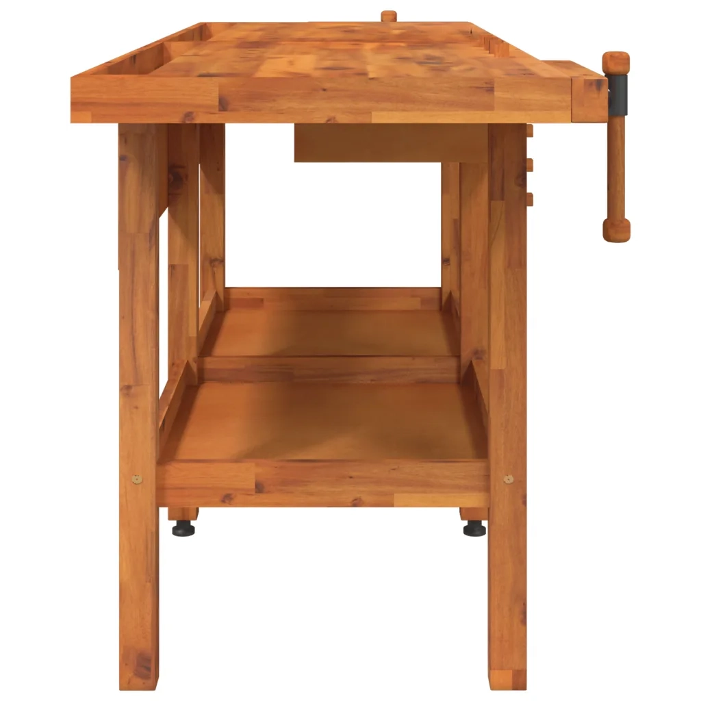Banco Lavoro Cassetti e Morse 192x62x83cm Legno Massello Acacia CFW2781588