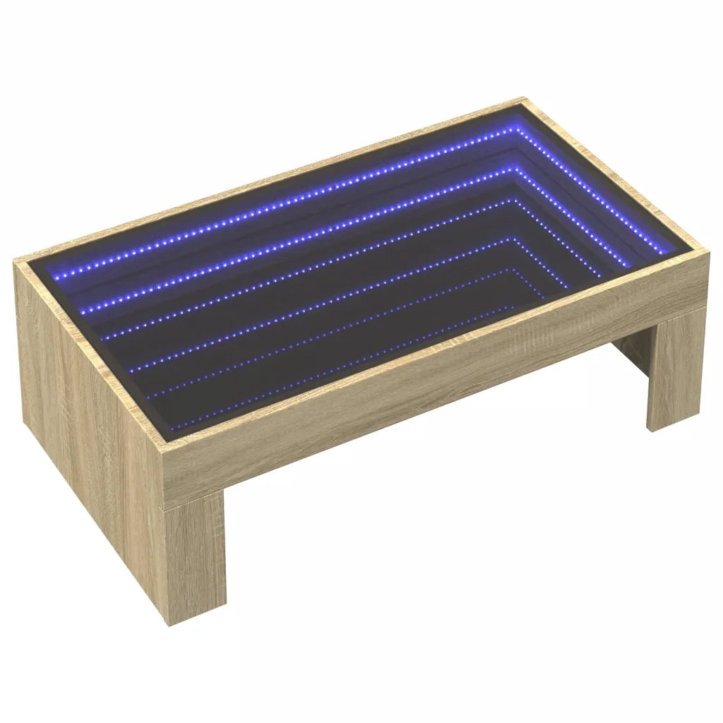 vidaXL Tavolino da Salotto con LED Infinity Rovere Sonoma 90x50x30 cm
