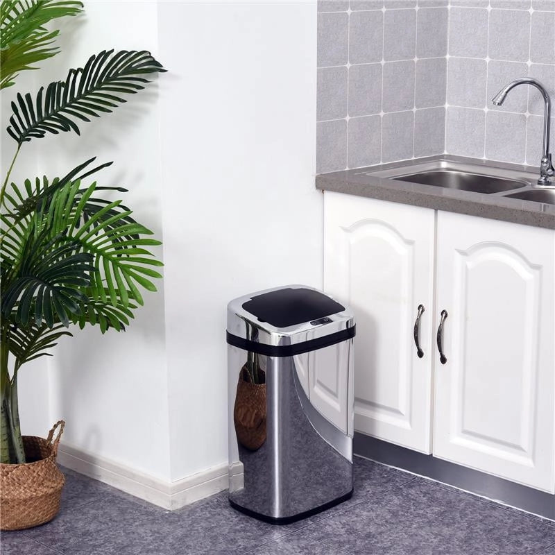 CESTINO DEI RIFIUTI IN ACCIAIO INOX SENSORE AUTOMATICO 30 L QUADRATO
