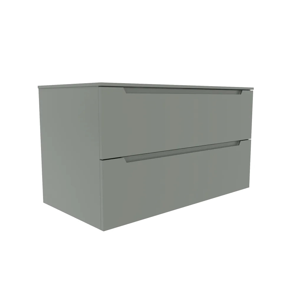Mobile bagno sospeso 90cm smoke green due cassetti soft-close con top | Bako