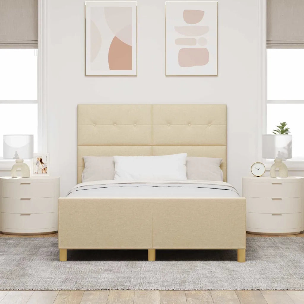 Struttura del letto con testiera Crema 160 x 200 cm Tessuto
