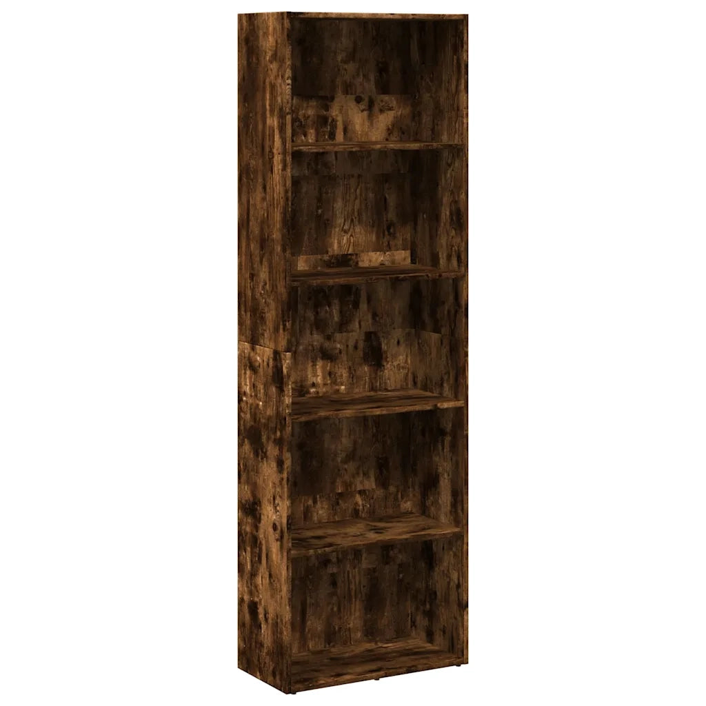 Libreria-Scaffale per Libri-Mobile di Stoccaggio Rovere Fumo 60x30x189 cm in Legno Multistrato