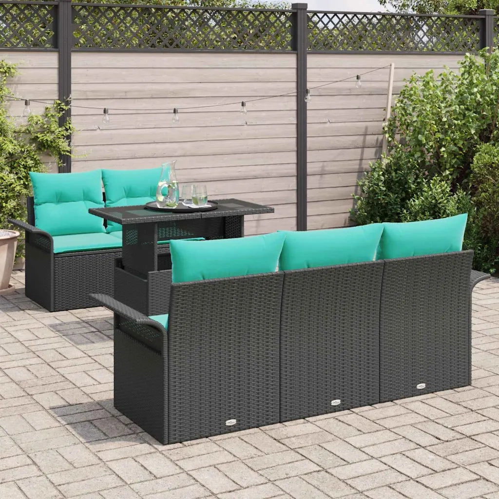 Set Divano da Giardino 6 pcs Nero Rattan in Polipropilene 3356939