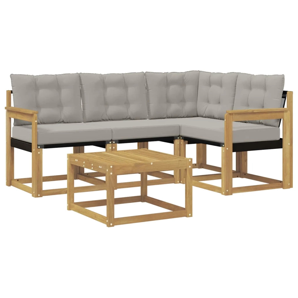 Set di divani da esterno 5 pz Bianco e Grigio Chiaro 3389445