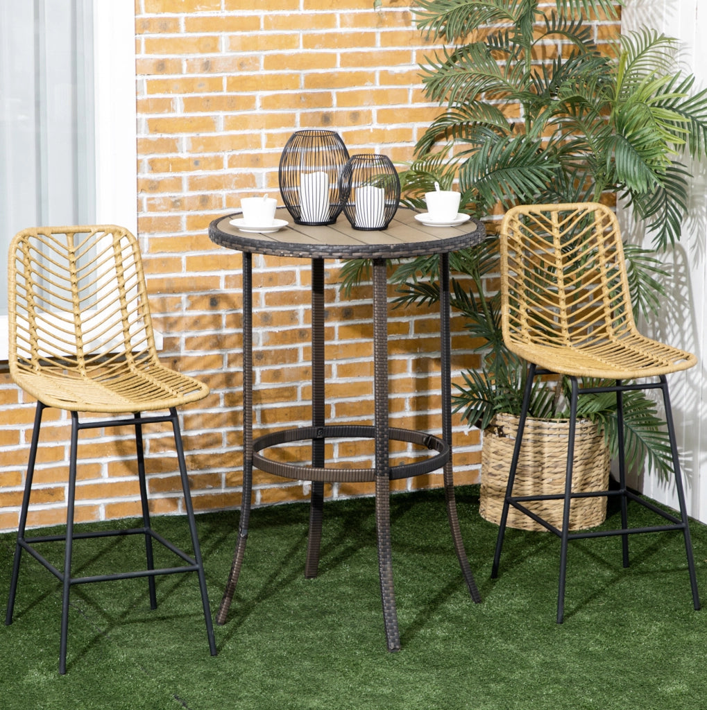 Sgabello da bar 42.5x52x102 cm con poggiapiedi; design boho in rattan; giallo