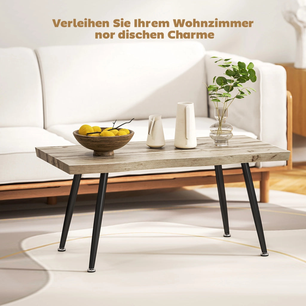 Tavolino da salotto con gambe in acciaio ¨C zephmum ¨C 100x50x45 cm effetto quercia e nero