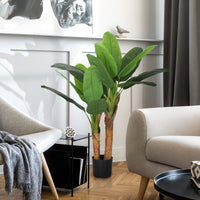 Pianta Artificiale di Banano 120 H cm per Interni con Vaso Nero