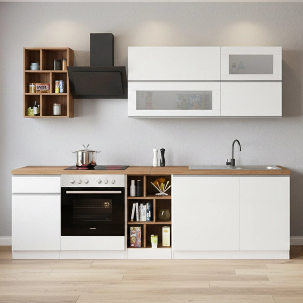 Cucinino Fonti, Cucina un Cassetto, Elettrodomestici non inclusi, Made in Italy, Bianco Lucido