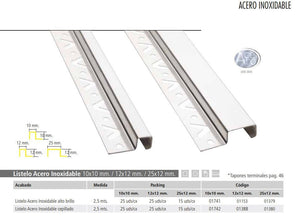 Listello acciaio ml.2,5 12x12 lu cido brillante
