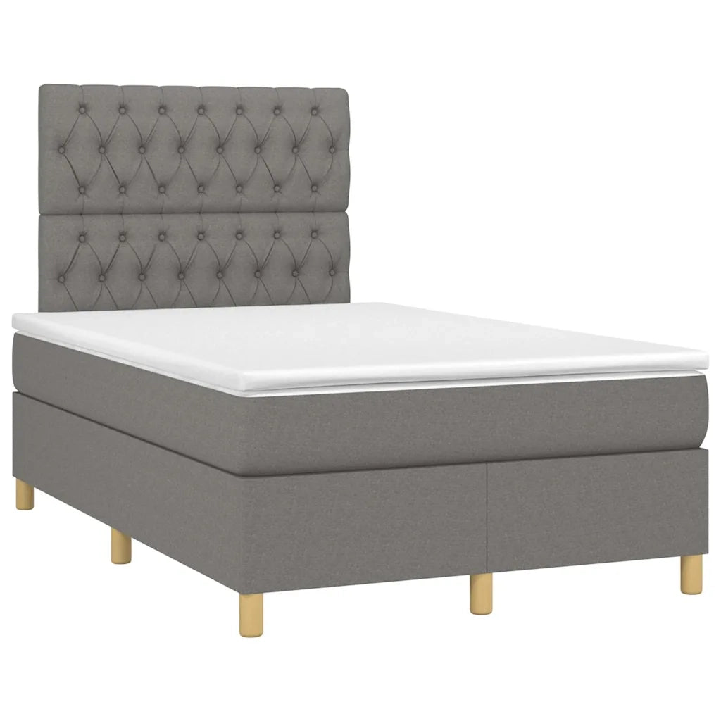 Giroletto a Molle con Materasso Grigio Scuro 120x190cm Tessuto