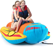 Gommone a Banana Gonfiabile per 3 Persone, Tubo Trainabile per Sport Acquatici e Nautici, Gommone a Banana da Recreazione Acquatica con Scarico e Corda di Traino, Carico Massimo 231 kg