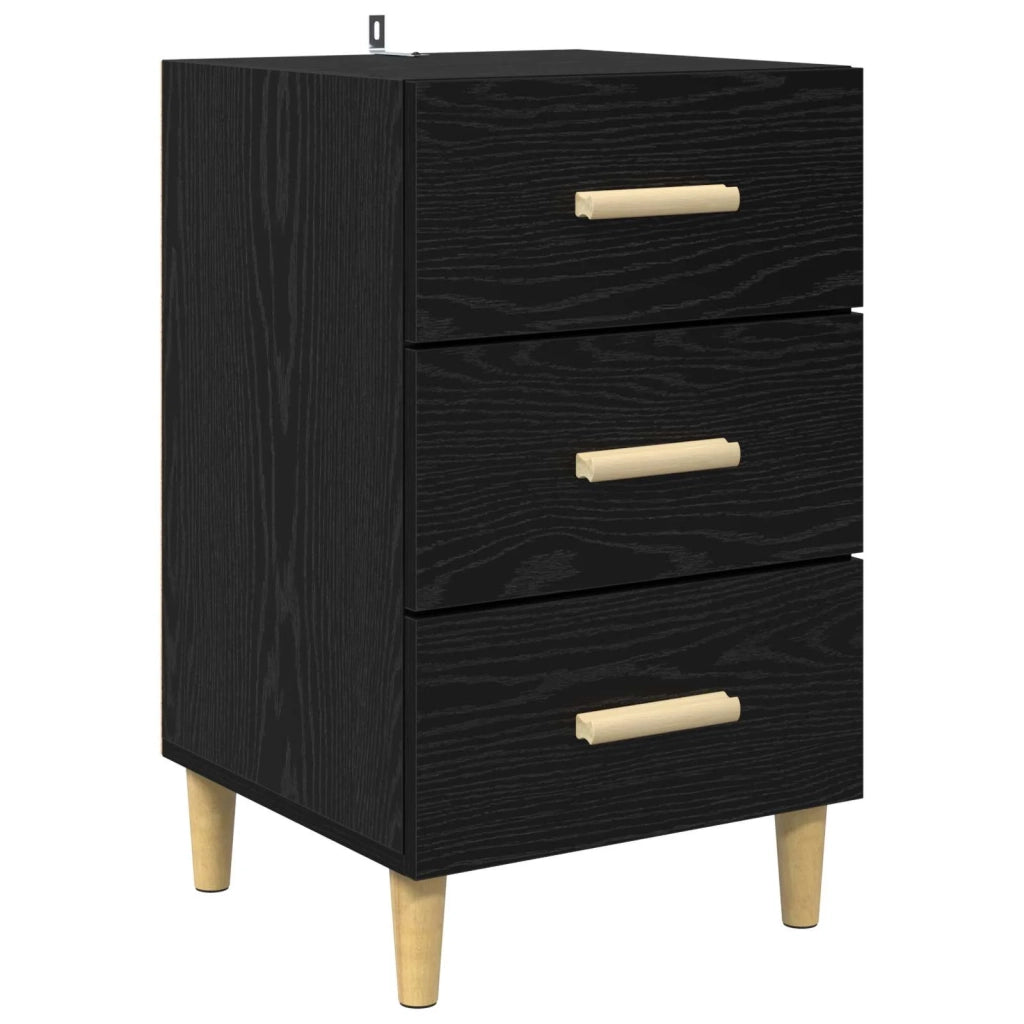 Comodino | Armadio da Notte | Mobiletto da notte Rovere Nero 40 x 40 x 66 cm Legno multistrato