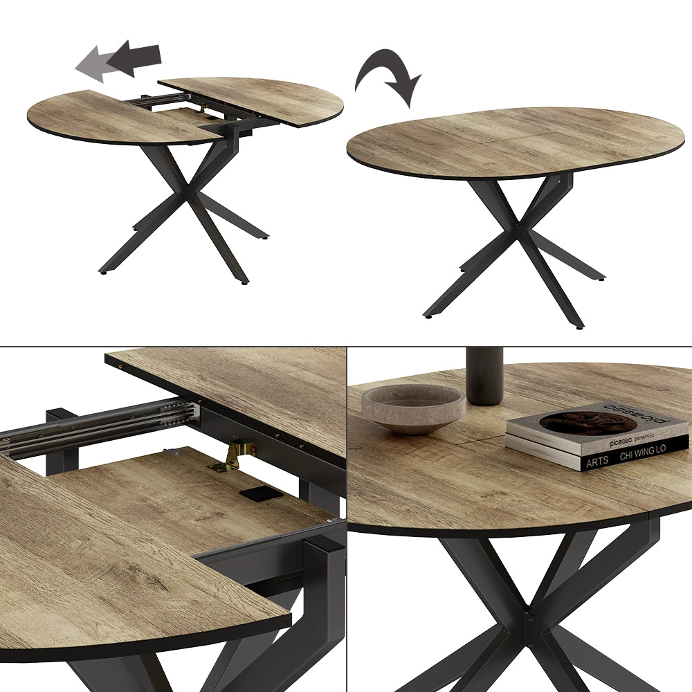 Vicco tavolo da pranzo allungabile Nero/quercia rustico 120 x 76.5 cm Estensibile