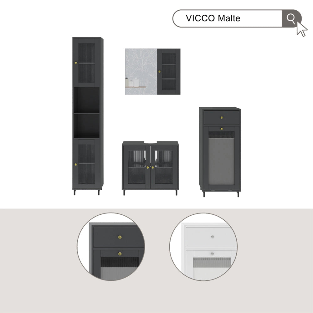 Mobiletto midi Malte Grigio 40 x 96 cm con cassetto Vicco
