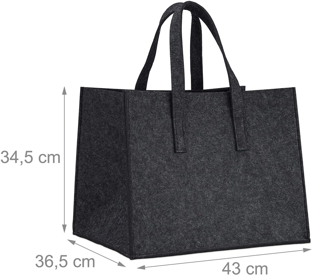 Cesto porta legna in feltro con 2 manici pieghevole porta riviste 43 cm antracite 13_0002412