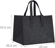 Cesto porta legna in feltro con 2 manici pieghevole porta riviste 43 cm antracite 13_0002412