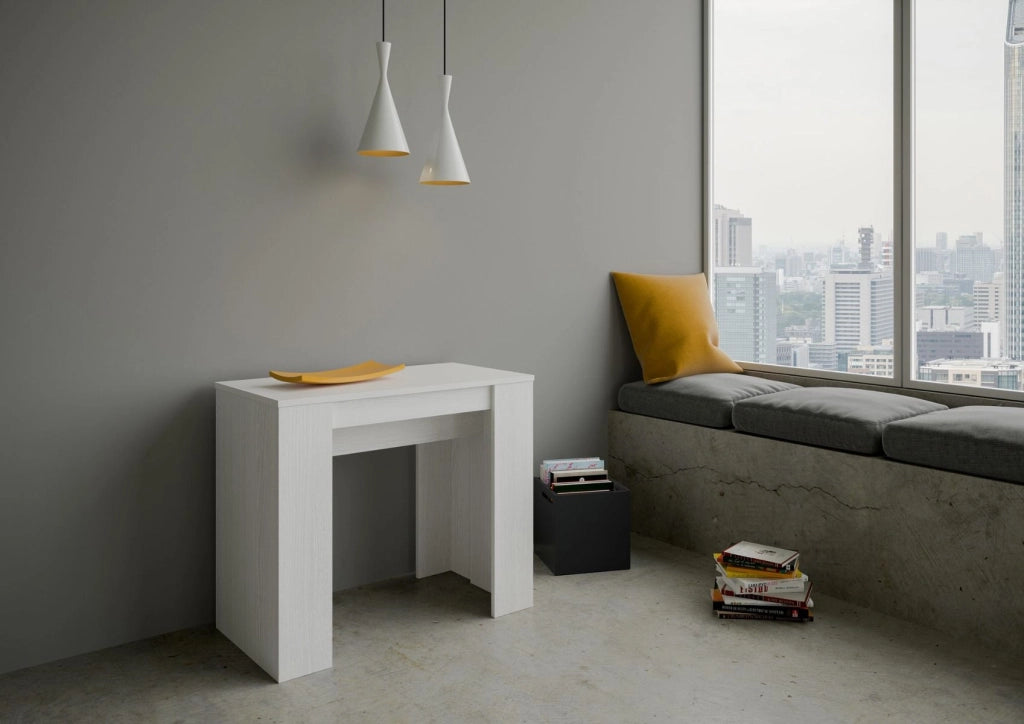 Consolle Allungabile 90-204x48x77 cm in Nobilitato Bianco
