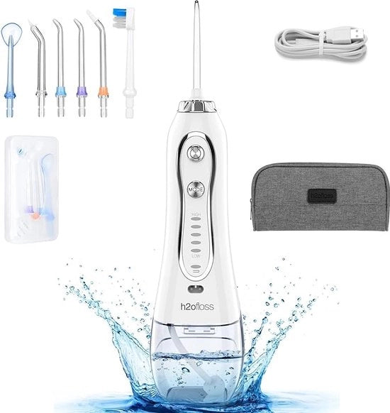 Waterflosser 4 In 1 - 3 Standen - 100% Garantia di Soddisfazione - Bianco - 300 ML - Incluso 4 Accessori