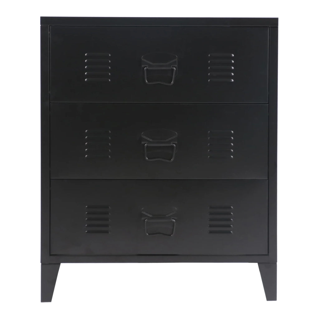 Elegante cassettiera pratico mobiletto portaoggetti in metallo acciaio 72 x 60 x 40 cm nero 03_0006837