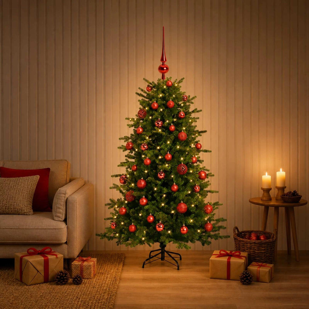 Albero di Natale artificiale con palline 120 cm 150 LED 3465885
