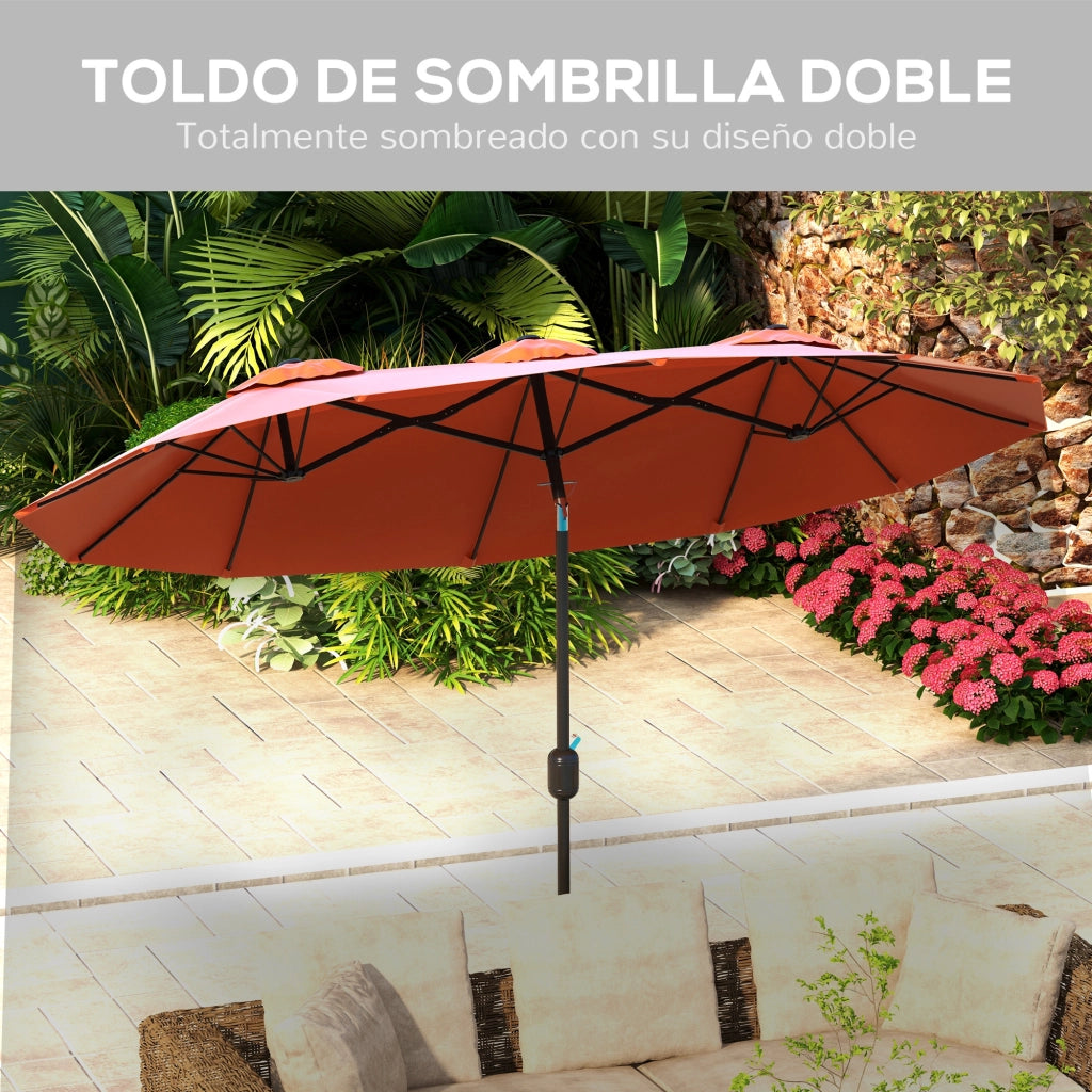 Ombrellone da Giardino Doppio ¨C zephmum ¨C Rosso 295x152x222 cm