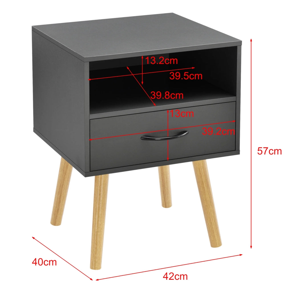 Comodino comodino cassettiera mobile basso con vano contenitore 57 cm grigio scuro 03 0006230