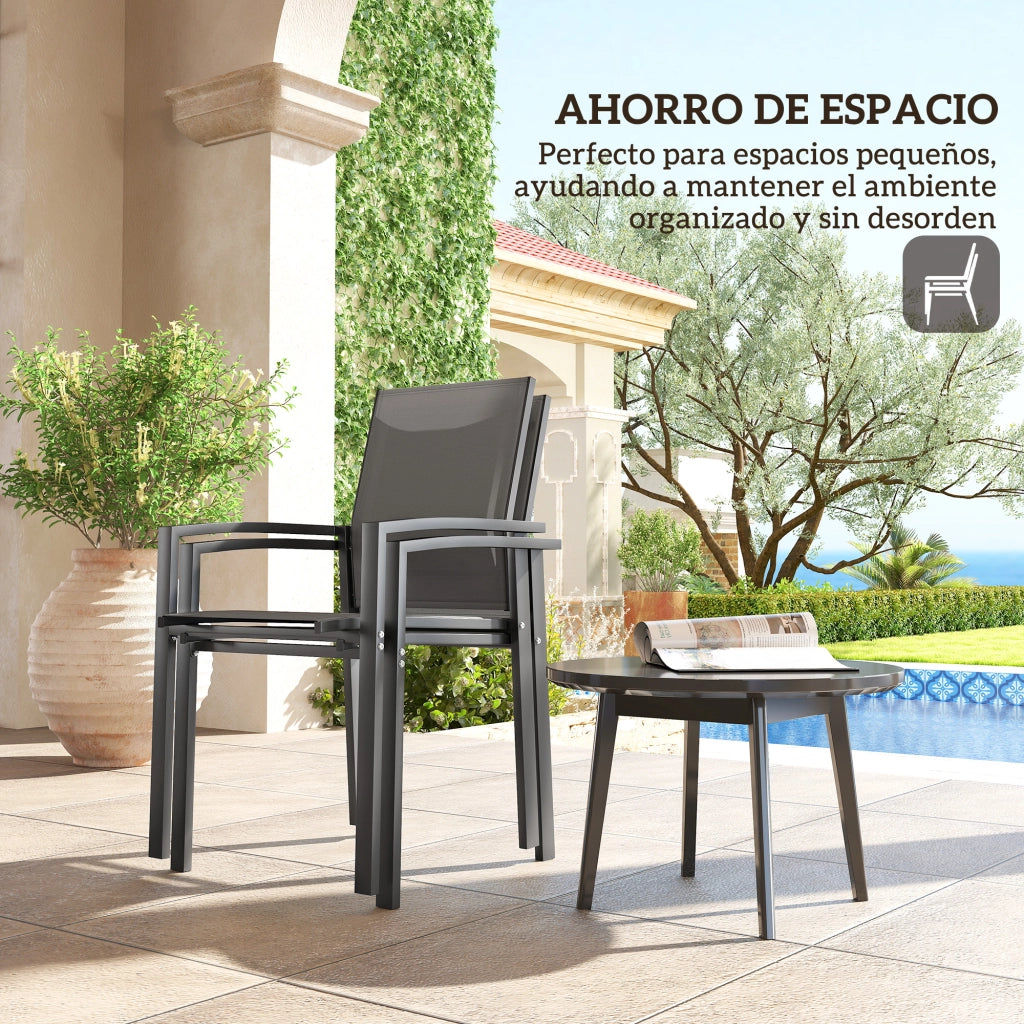 Sedia da giardino impilabile ¨C zephmum ¨C 2 pezzi grigio scuro 56x58x89 cm