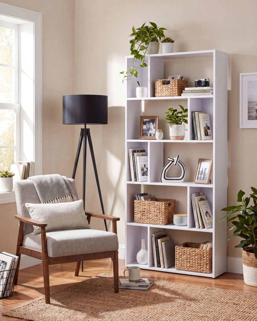 Libreria Bianca 174 x 83 cm Scaffali Grandi e Piccoli Scandinavi