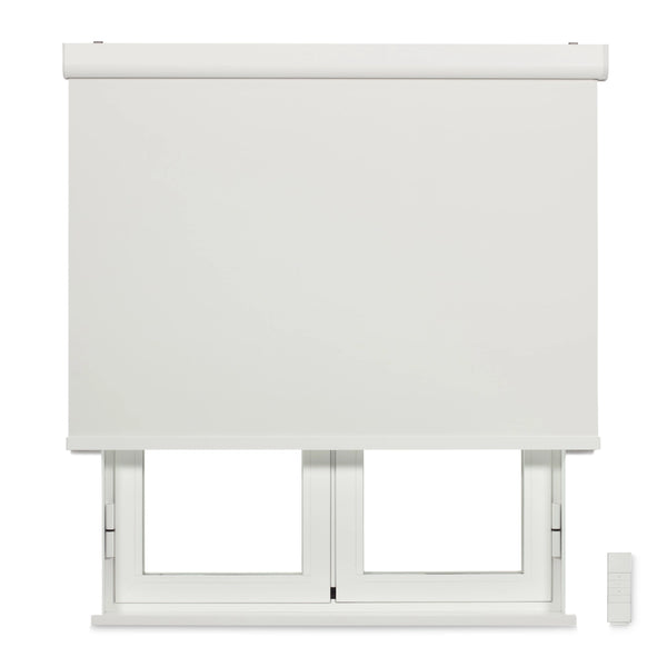 VIEWTEX Tenda a rullo motorizzata con cassetto Oscurante/Termico Bianco 135 X 190cm - Made in Europe - 5 anni di garanzia