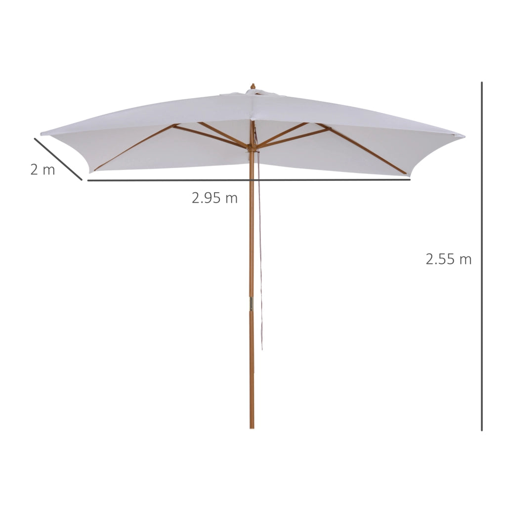 Ombrellone da Giardino in Legno ¨C zephmum ¨C Bianco 2x3 m con Copertura Rimovibile