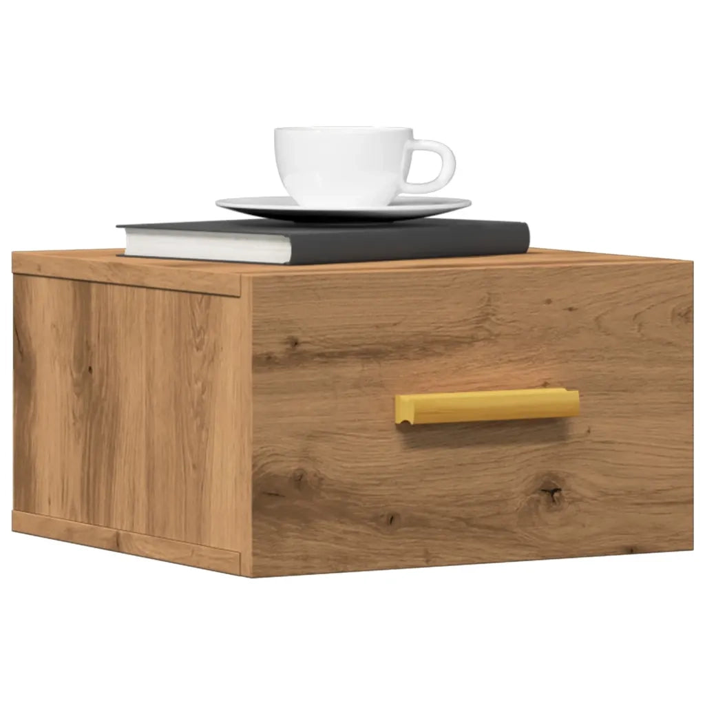 vidaXL Comodino a Muro Rovere Artigianale 35x35x20 cm