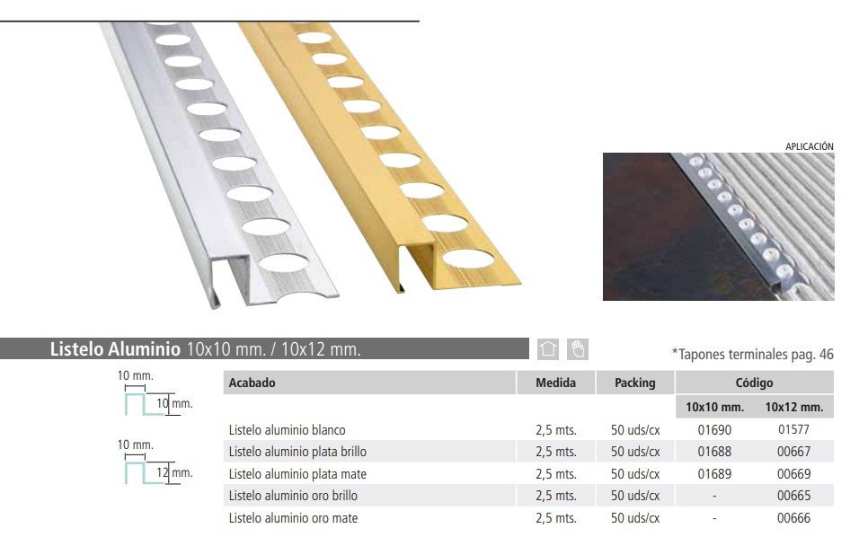 Listello alluminio ml.2,5 10x12 argento opaco