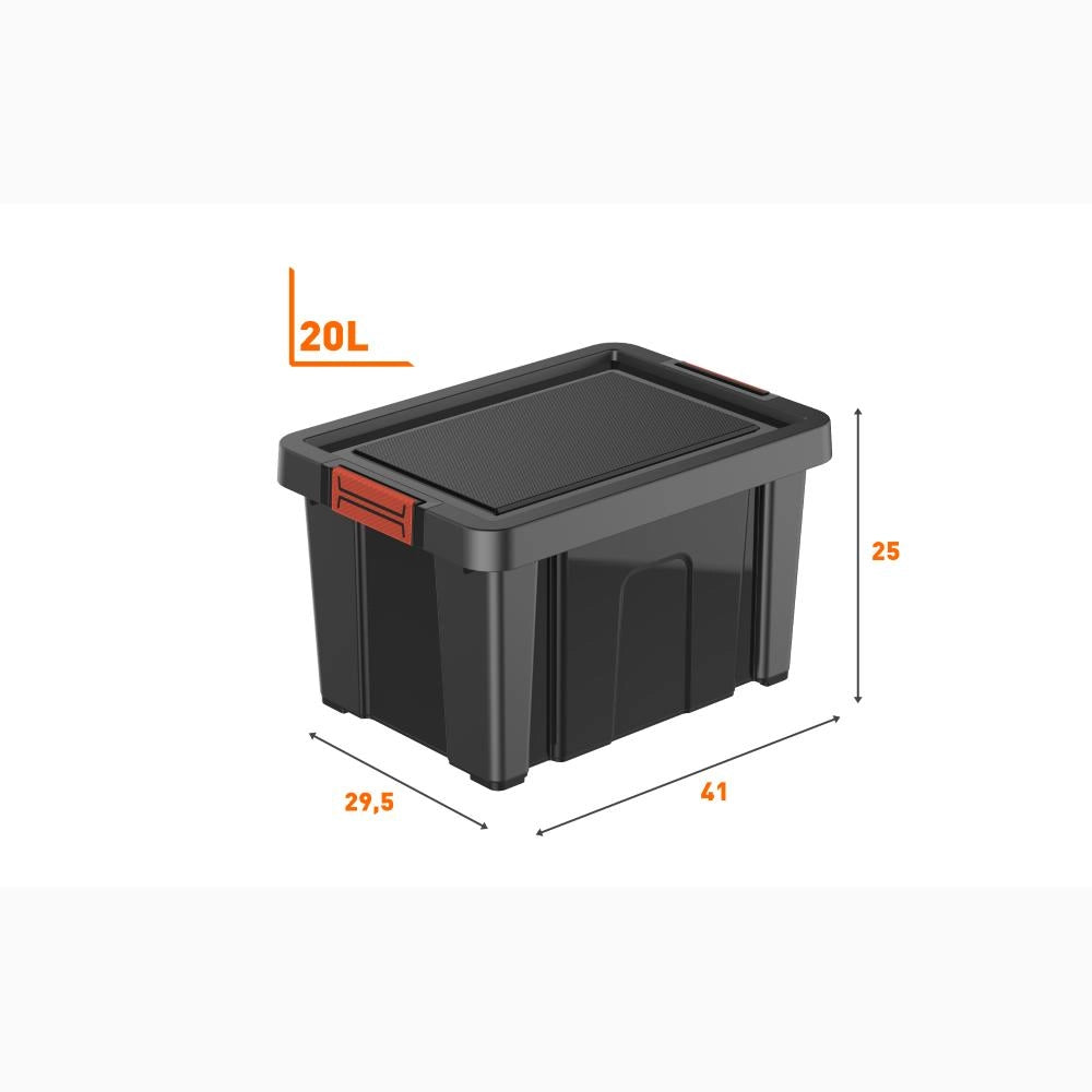 Contenitore Box Multiuso Porta attrezzi Portaoggetti Bricolage Nero 20 Litri