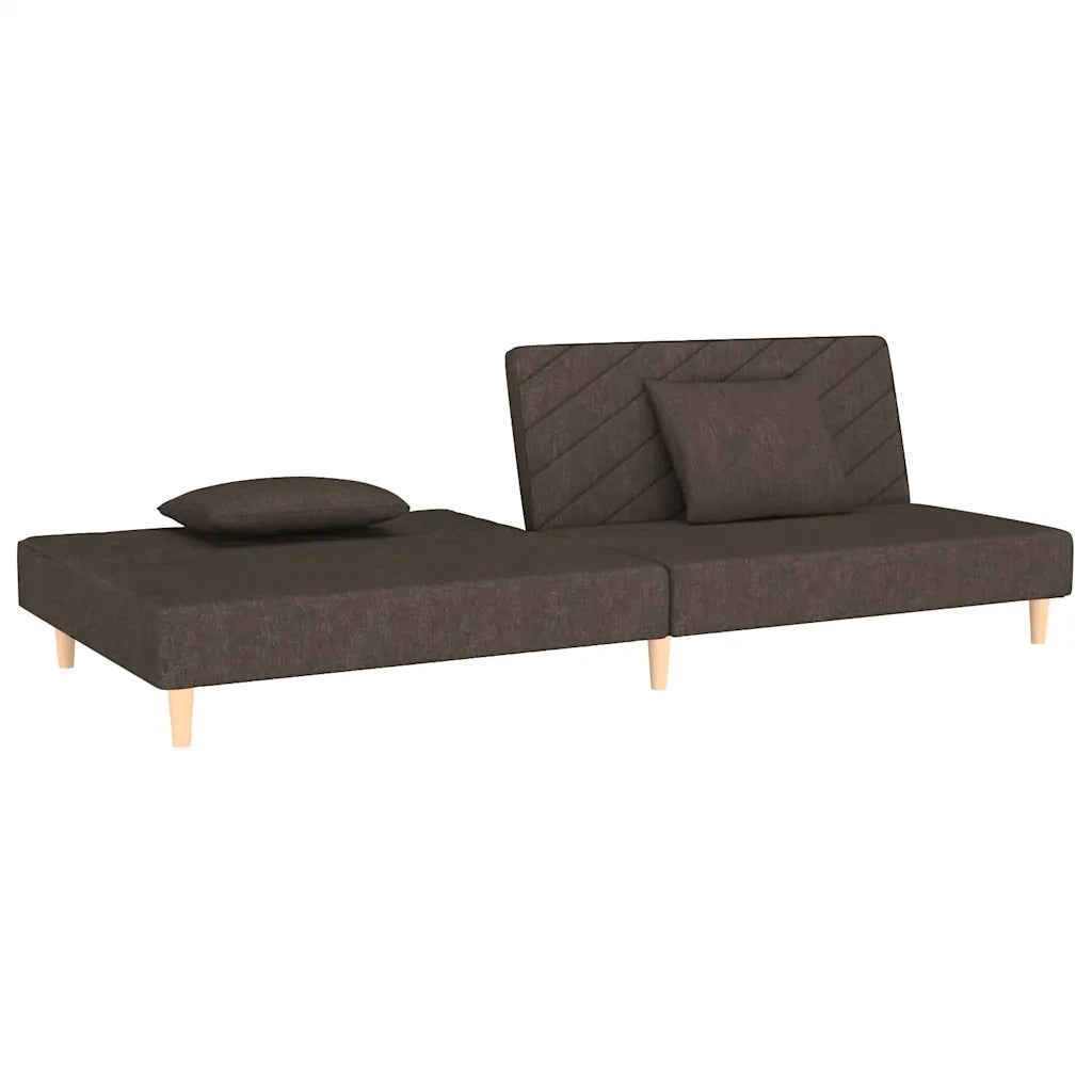 Divano Letto a 2 Posti con 2 Cuscini Marrone in Tessuto 375891