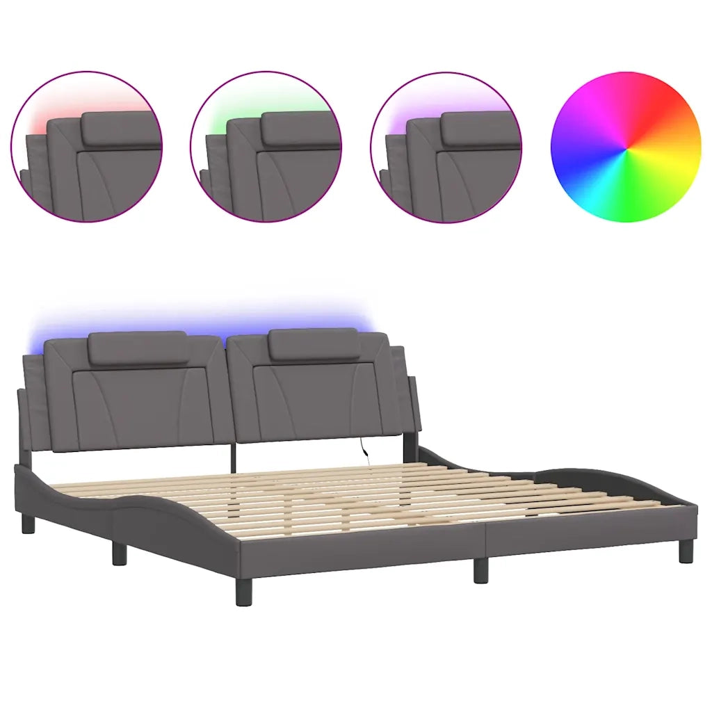 Giroletto Viana con LED senza Materasso Grigio 200x200 cm 3214046