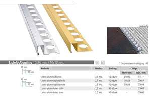 Listello alluminio ml.2,5 10x12 argento opaco