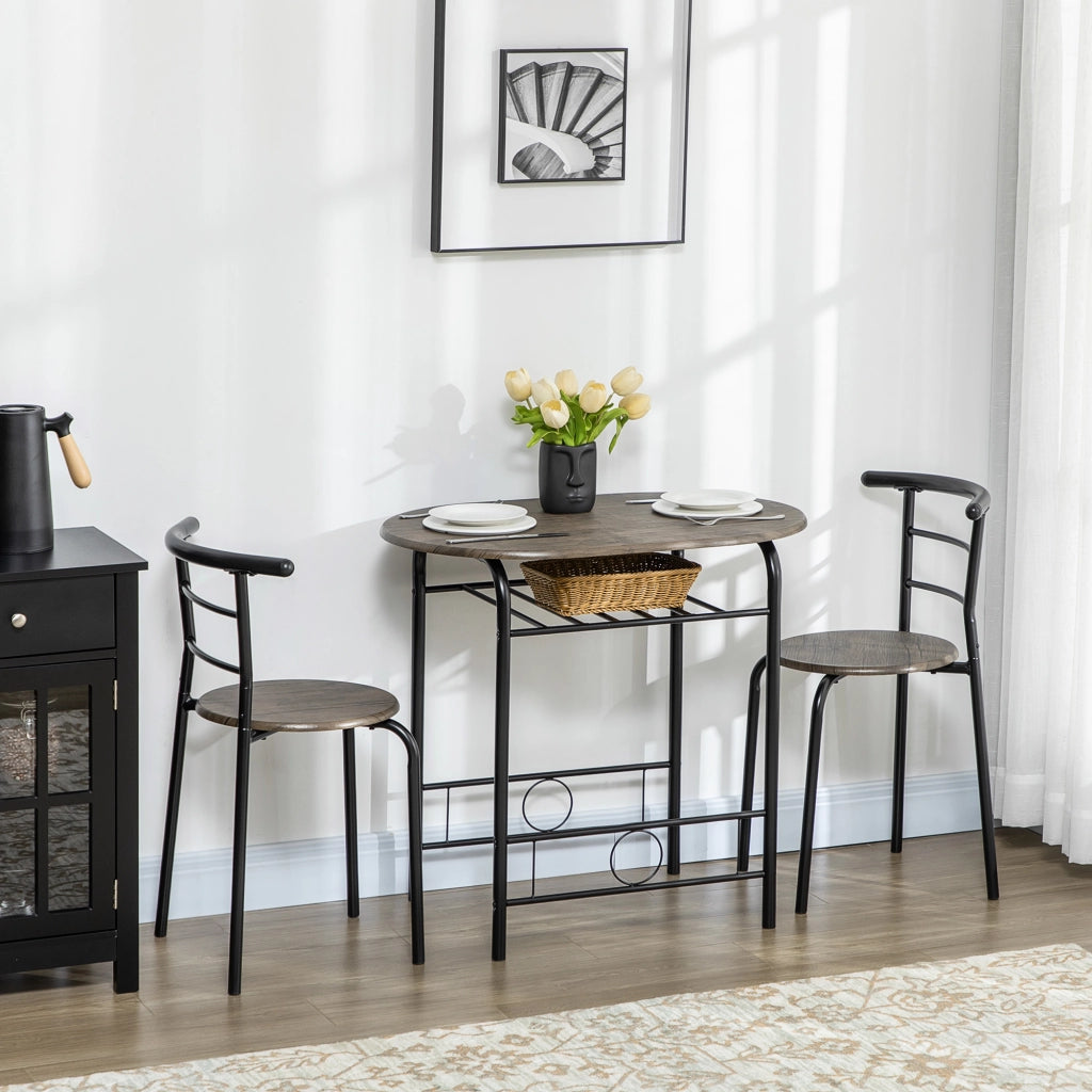 Tavolo da pranzo con 2 sedie ¨C zephmum ¨C nero, 80x53x74.5 cm